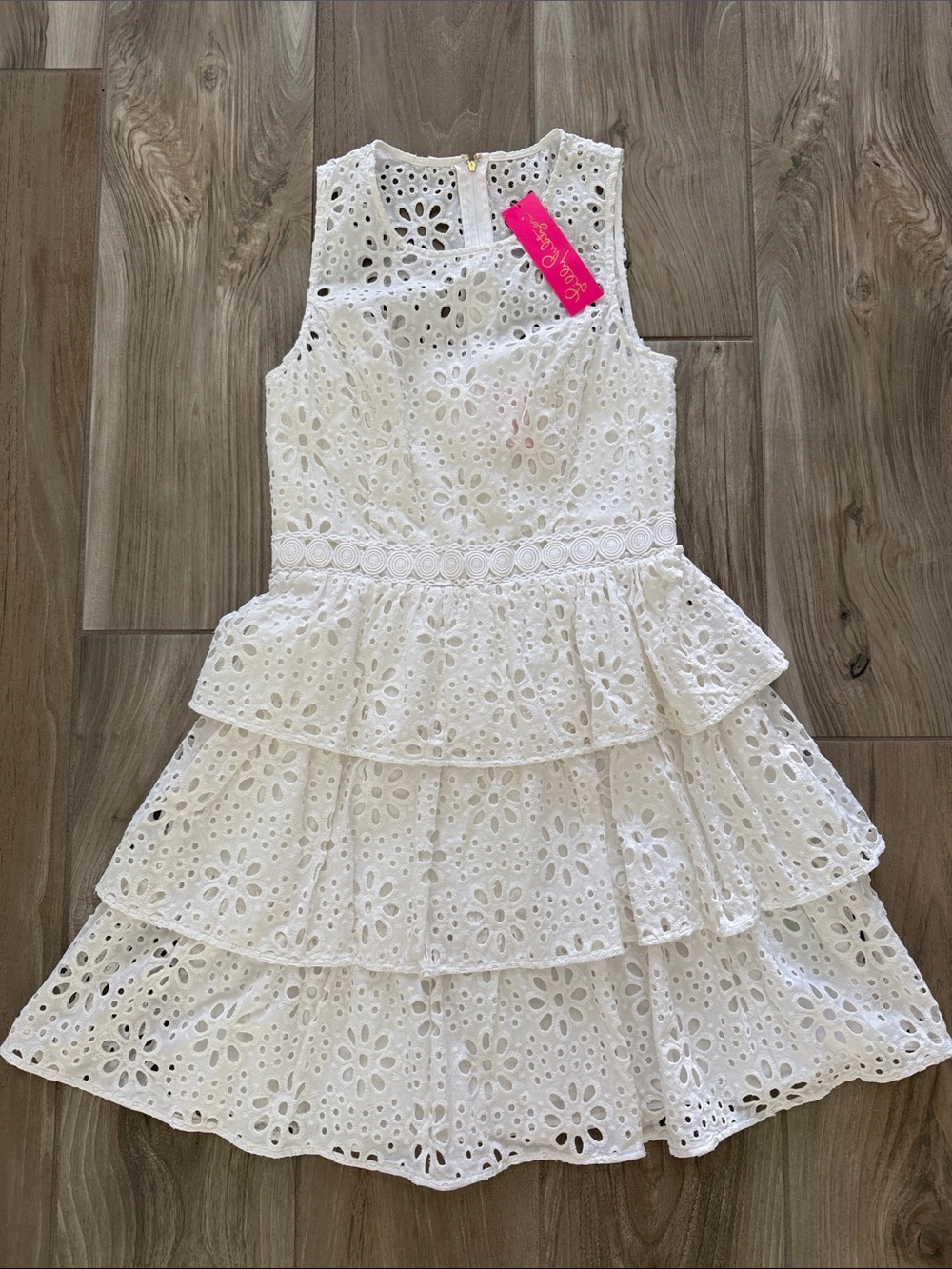Lilly Pulitzer White Sleeveless Eyelet Tiered Dress